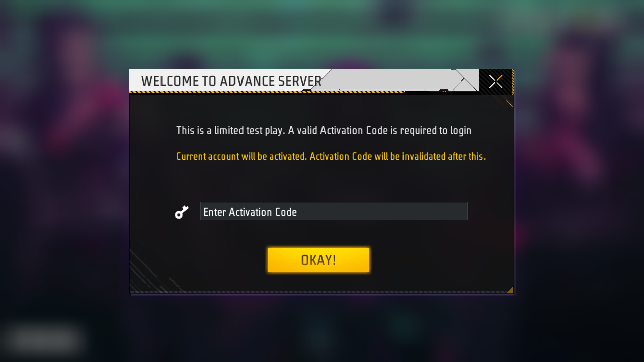 free fire advance server activation code 2025